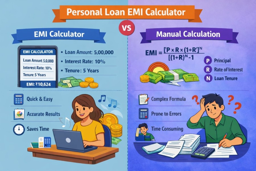 Personal Loan EMI Calculator vs Manual Calculation 